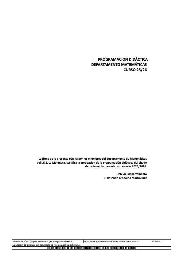 Programación didáctica Matemáticas