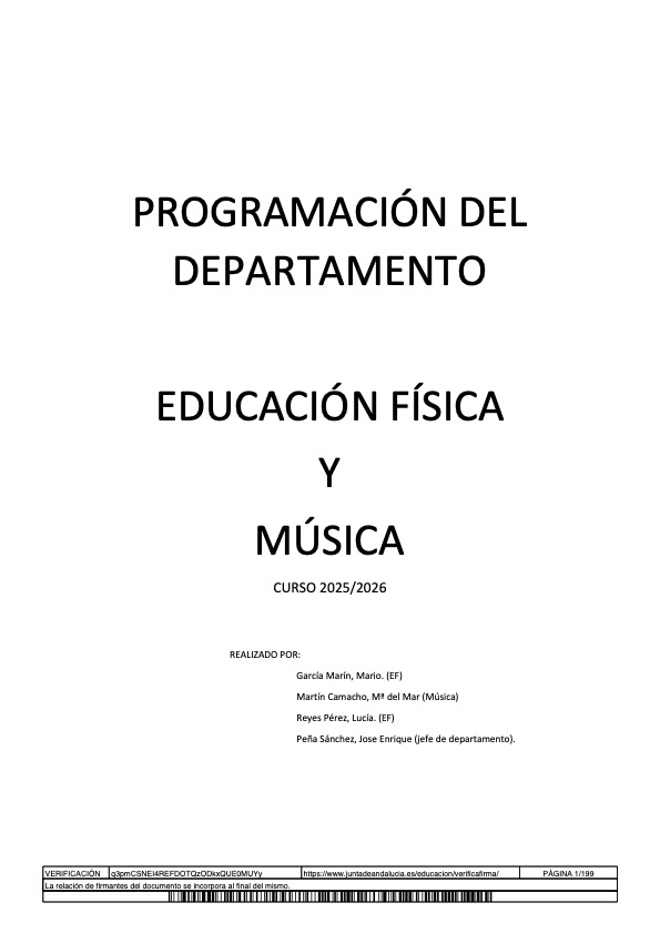Programación departamento de educación física y música